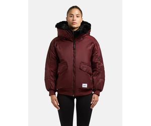 Bomberjacke KHUJO "Cela", Damen, Gr. XL (42), rot (burgund), Obermaterial: 100% Nylon. Innenfutter: 100% Polyester. Kunstfell: 100% Polyester. Wattierung: 100% Polyester, oversize hüftbedeckend, hoch 