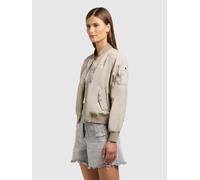 Bomberjacke KHUJO "ZARIA", Damen, Gr. S, beige (bone beige), Web, 100% Nylon, regular fit ca. Mitte Oberschenkel, eingesetzt angesetztes Bündchen, Jacken Bomberjacke (82170408-S) bone beige