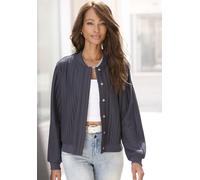 Bomberjacke LASCANA, Damen, Gr. 36, blau (graublau), Jersey, Obermaterial: 80% Polyester, 18% Viskose, 2% Elasthan. Bündchen: 95% Baumwolle, 5% Elasthan. Taschenfutter: 100% Baumwolle, unifarben, figu