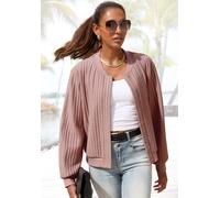 Bomberjacke LASCANA, Damen, Gr. 40, mauve, Jersey, Obermaterial: 80% Polyester, 18% Viskose, 2% Elasthan. Bündchen: 95% Baumwolle, 5% Elasthan. Taschenfutter: 100% Baumwolle, unifarben, figurumspielen