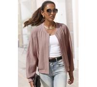 Bomberjacke LASCANA, Damen, Gr. 42, mauve, Jersey, Obermaterial: 80% Polyester, 18% Viskose, 2% Elasthan. Bündchen: 95% Baumwolle, 5% Elasthan. Taschenfutter: 100% Baumwolle, unifarben, figurumspielen