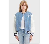 Bomberjacke LEVI'S KIDS "LVG DENIM BOMBER JACKET", Mädchen, Gr. 14 (158), blau (vibe check), Denim/Jeans, Obermaterial: 100% Baumwolle. Futter: 100% Polyester, Bündchen, Jacken Bomberjacke, for GIRLS