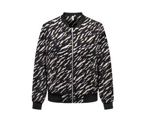 Bomberjacke ONLY CARMAKOMA "CARLUX LIFE LS BOMBER JACKET NOOS", Damen, Gr. 42, brush aop:noos derifting zebra, Web, Obermaterial: 97% Polyester, 3% Elasthan, bedruckt, regular fit normal, Bündchen, Ja