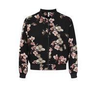 Bomberjacke ONLY CARMAKOMA "CARLUX LIFE LS BOMBER JACKET NOOS", Damen, Gr. 42, schwarz aop:autumn blooming, Web, Obermaterial: 97% Polyester, 3% Elasthan, bedruckt, regular fit normal, Bündchen, Jacke