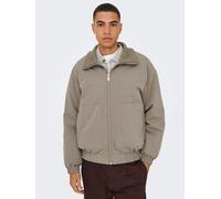 Bomberjacke ONLY & SONS "ONSDUNCAN PADDED JACKET OTW", Herren, Gr. M, beige (walnut), Web, Obermaterial: 100% Polyester, unifarben, regular fit normal, hoch geschlossener Ausschnitt, Jacken Bomberjack