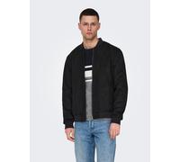 Bomberjacke ONLY & SONS "ONSLUCAS FAKE SUEDE BOMBER OTW", Herren, Gr. S, schwarz, Web, Obermaterial: 100% Polyester, unifarben, regular fit normal, Rippbündchen, Jacken Bomberjacke, Polyester, regular