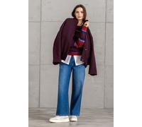 Bomberjacke SENSES.THE LABEL, Damen, Gr. S/M, lila (deep plum), Material: 82% Polyester, 11% Wolle, 3% Polyamid, 2% Viskose, 2% Polyacryl, Futter: 100% Polyester, unifarben, oversize normal, eingesetz