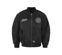Bomberjacke STARTER BLACK LABEL "Starter Black Label Starter Patch Bomberjacket", Herren, Gr. S, schwarz, 70% Baumwolle, 30% Polyester, normal, amerikanischer Ausschnitt, Jacken Bomberjacke (32732619-