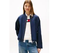 Bomberjacke TOMMY HILFIGER "COTTON NYLON REG BOMBER", Damen, Gr. S (36), blau (schwarz night navy), Web, Obermaterial: 64% Baumwolle, 36% Polyamid, unifarben, casual, regular fit, hoch geschlossener A