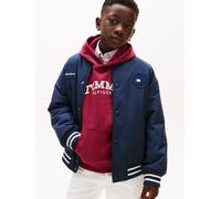 Bomberjacke TOMMY HILFIGER "PADDED GRAPHIC BOMBER", Jungen, Gr. 14 (164), schwarz night navy, Web, Obermaterial: 100% Polyester, unifarben, regular fit normal, Rundhals, eingesetzt elastischer Bund, J