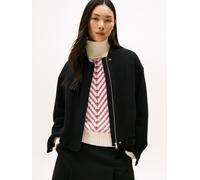 Bomberjacke TOMMY HILFIGER "WOOL TEXTURE REG BOMBER", Damen, Gr. 36, schwarz, Web, Obermaterial: 78% Wolle, 22% Polyester, unifarben, Jacken Bomberjacke, mit Wolle (25823638-36) schwarz