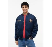Bomberjacke TOMMY JEANS "TJM SOUVENIR", Herren, Gr. S, blau (schwarz night navy), Web, Obermaterial: 100% Polyester, relaxed fit normal, Rippstrickbündchen, Jacken Bomberjacke (53878721-S) schwarz nig