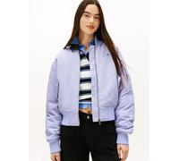 Bomberjacke TOMMY JEANS "TJW ESSENTIAL BOMBER JACKET", Damen, Gr. S (36), periwinkle dusk, Web, Obermaterial: 100% Nylon, unifarben, regular fit, Rippbündchen, Jacken Bomberjacke, Mit Reißverschlussta