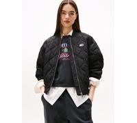 Bomberjacke TOMMY JEANS "TJW QUILTED BOMBER", Damen, Gr. XL (42), schwarz, Web, Obermaterial: 100% Nylon, unifarben, regular fit, Rippbündchen, Jacken Bomberjacke (33827251-XL) schwarz