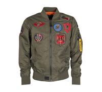 Bomberjacke TOP GUN "TG2024001", Herren, Gr. 54 (XL), grün (olive), Oberstoff: 100% Nylon / Futter: 100% Polyester / Strick: 100% Polyester / Kragen: 100% Polyester, Jacken (21822227-XL) olive