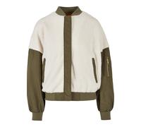 Urban Classics Damen Ladies Oversized Sherpa Mixed Bomber Jacket whitesand/Darkolive, XXL