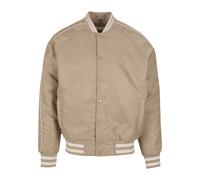 Bomberjacke URBAN CLASSICS "Urban Classics Racer Bomber Jacket", Herren, Gr. L, beige (chalkdust), 100% Nylon, unifarben, normal, amerikanischer Ausschnitt, Jacken Bomberjacke (26320740-L) chalkdust