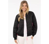Bomberjacke ZWILLINGSHERZ "Be Happy", Damen, Gr. L, schwarz, Steppware, Obermaterial: 100% Polyester, regular fit kurz, angesetztes Bündchen, Jacken Bomberjacke, modisch, Kontrastdetails, regular fit,