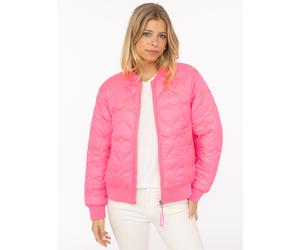 Bomberjacke ZWILLINGSHERZ "Be Happy", Damen, Gr. S, neon pink, Steppware, Obermaterial: 100% Polyester, regular fit kurz, angesetztes Bündchen, Jacken Bomberjacke, modisch, Kontrastdetails, regular fi