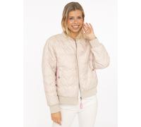 Bomberjacke ZWILLINGSHERZ "Be Happy", Damen, Gr. S, new beige, Steppware, Obermaterial: 100% Polyester, regular fit kurz, angesetztes Bündchen, Jacken Bomberjacke, modisch, Kontrastdetails, regular fi