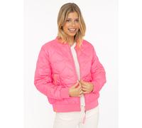 Bomberjacke ZWILLINGSHERZ "Be Happy", Damen, Gr. XXL, neon pink, Steppware, Obermaterial: 100% Polyester, regular fit kurz, angesetztes Bündchen, Jacken Bomberjacke, modisch, Kontrastdetails, regular