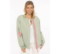 Bomberjacke ZWILLINGSHERZ "Happy", Damen, Gr. M, salbei, Web, Obermaterial: 100% Polyester, unifarben, Po-bedeckend, ohne Ausschnitt, Rippbündchen, Jacken Bomberjacke, verdeckter Reißveschluss, Tasche