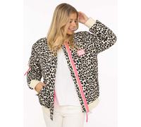 Bomberjacke ZWILLINGSHERZ ""Wild Heart"", Damen, Gr. L, beige, Web, Obermaterial: 100% Polyester, gemustert, mehrfarbig, lässig geschnitten Po-bedeckend, ohne Ausschnitt, Rippbündchen, Jacken Bomberja