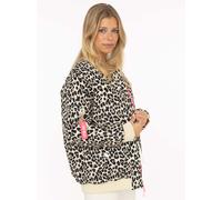 Bomberjacke ZWILLINGSHERZ ""Wild Heart"", Damen, Gr. M, beige, Web, Obermaterial: 100% Polyester, gemustert, mehrfarbig, lässig geschnitten Po-bedeckend, ohne Ausschnitt, Rippbündchen, Jacken Bomberja