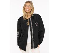 Bomberjacke ZWILLINGSHERZ ""Wild Heart"", Damen, Gr. XL, schwarz, Web, Obermaterial: 100% Polyester, unifarben, Basic Po-bedeckend, ohne Ausschnitt, Rippbündchen, Jacken Bomberjacke (18308015-XL) schw