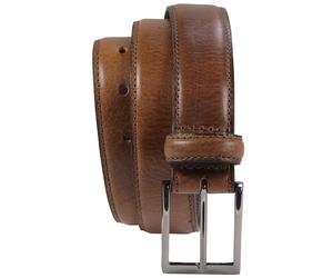 bombierter Ledergürtel aus Büffell-Nappa-Leder mit hochwertiger Schnalle cognac, Bundweite 95 = Gesamtlänge 109