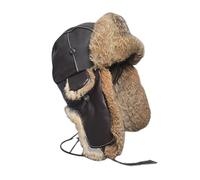 bomhys Russische Mütze Herren Pelzledermütze Für Wintermütze Mit Ohrenschutz, Bombermütze, Russische Uschanka-Kappe, Leifeng-Mütze, Gelb, 55-57 cm