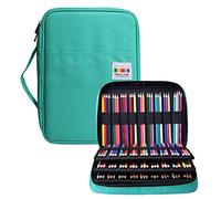 BOMKEE Federmäppchen mit 220 Schlitze Mehrschichtige Bleistift Organizer für Prismacolor Aquarell Bleistifte, Crayola Buntstifte, Marco-Stifte, Kosmetikpinsel(Grün)