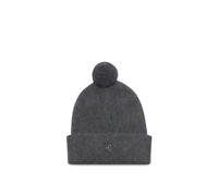 Bommelmütze CALVIN KLEIN "EMBLEM BRUSHED POMPOM BEANIE", Damen, dunkelgrau, Strick, Materialmix, unifarben, Mützen, Perfekt für den Alltag (39825155-0) dunkelgrau