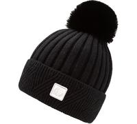 Bommelmütze CHILLOUTS, Damen, schwarz, Feinstrick, Baumwollmischung, unifarben, Mützen, elastisch, Formbeständig, gefüttert, mit breitem Umschlag (85145554-0) schwarz