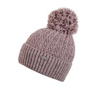 Bommelmütze CHILLOUTS "Estephania Hat", Damen, rot (burgundy), Feinstrick, Kunstfaser, Zopfmuster, meliert, Mützen, mit weichem Fleecefutter (36178919-0) burgundy