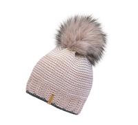 Bommelmütze CHILLOUTS "Klara Hat", Damen, rosa (rose), Strick, Materialmix, unifarben, Mützen, mit abnehmbarem Kunstfell-Bommel (36600466-0) rose