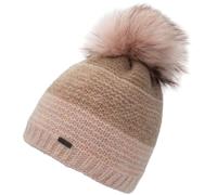 Bommelmütze CHILLOUTS "Ranva Hat", Damen, pink (dusty pink), Obermaterial: 76% Polyamid, 22% Polyester, 2% sonstige Fasern, mehrfarbig, Mützen, Mehrfarbige Strickmütze mit abnehmbarem Kunstfell-Pompon