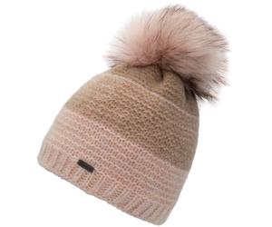 Bommelmütze CHILLOUTS "Ranva Hat", Damen, pink (dusty pink), Obermaterial: 76% Polyamid, 22% Polyester, 2% sonstige Fasern, mehrfarbig, Mützen, Mehrfarbige Strickmütze mit abnehmbarem Kunstfell-Pompon