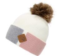 Bommelmütze CHILLOUTS "Vinny Hat", Damen, weiß, Obermaterial: 40% Polyacryl, 32% Polyamid, 28% Polyester, Mützen, Mit farbigem Umschlag und Pompon aus Kunstfell (62613853-0) weiß