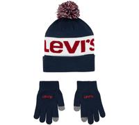 Bommelmütze LEVI'S KIDS, Jungen, Gr. - (128/158), blau (marineblaus), Obermaterial: 95% Polyacryl, 4% Polyamid, 1% Elasthan, Mützen, im Set mit Handschuhen, für Größen 128 bis 158 (89748737-0) marineb