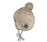 Bommelmütze MAXIMO, Jungen, Gr. 41, braun (braunmeliert), Strick, Materialmix, unifarben, Mützen, weiche Wollmischung, Bommel, Bindeband, gefüttert (16602416-41) braunmeliert