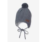Sterntaler Unisex Kinder Strickmütze Baby Bommelmütze Strick mit Ohrenklappen, rauchgrau, 43