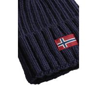 Bommelmütze NAPAPIJRI "SEMIURY", Damen, blau (blu marine), Strick, Materialmix, unifarben, Mützen, mit kontrastfarbigen Details (52906236-0) blu marine