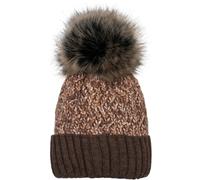 Bommelmütze STYLEBREAKER "Bunte Strick Bommelmütze mit Thermo-Fleece", Damen, braun (braun, beige), 85% Polyacryl PAN. 15% Polyamid PA., Modisch, Mützen (16905356-0) braun, beige