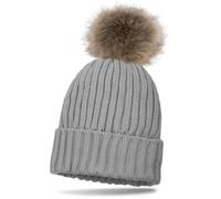 Bommelmütze STYLEBREAKER "Gefütterte Strick Bommelmütze", Jungen, grau, 70% Baumwolle CO. 30% Polyester PES., Modisch, Mützen (90863517-0) grau