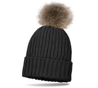 Bommelmütze STYLEBREAKER "Gefütterte Strick Bommelmütze", Jungen, grau (dunkelgrau), 70% Baumwolle CO. 30% Polyester PES., Modisch, Mützen (12682563-0) dunkelgrau