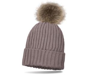 Bommelmütze STYLEBREAKER "Gefütterte Strick Bommelmütze", Jungen, grau (taupe), 70% Baumwolle CO. 30% Polyester PES., Modisch, Mützen (72515409-0) taupe