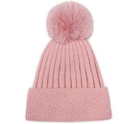 Bommelmütze STYLEBREAKER "Strick Bommelmütze mit Rippen Muster", Damen, rosa (altrose), 80% Viskose CV. 20% Polyacryl PAN., Modisch, Mützen (33222913-0) altrose