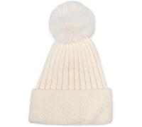 Bommelmütze STYLEBREAKER "Strick Bommelmütze mit Rippen Muster", Damen, weiß (creme, weiß), 80% Viskose CV. 20% Polyacryl PAN., Modisch, Mützen (82901339-0) creme, weiß