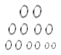 Bomtop 6 Paar Kleine Creolen Ohrringe für Damen und Herren - Silber, Knorpel, Edelstahl - 8/10/12/14/16/18MM